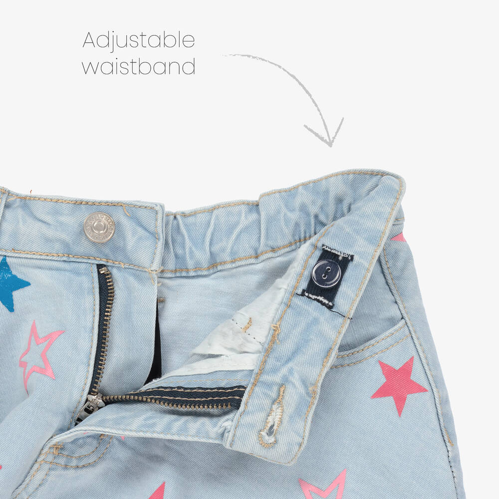 Star print cheap denim shorts