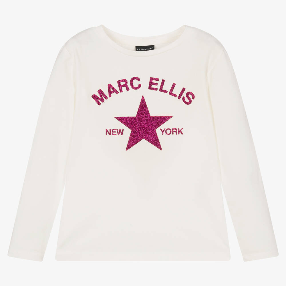 Marc Ellis - Girls Ivory Cotton Logo Top | Childrensalon