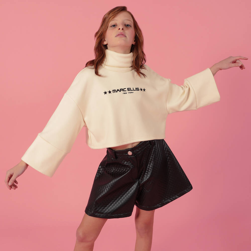 مارك إليس-سويتشيرت قصير قطن جيرسي لون عاجي للبنات | Childrensalon Outlet