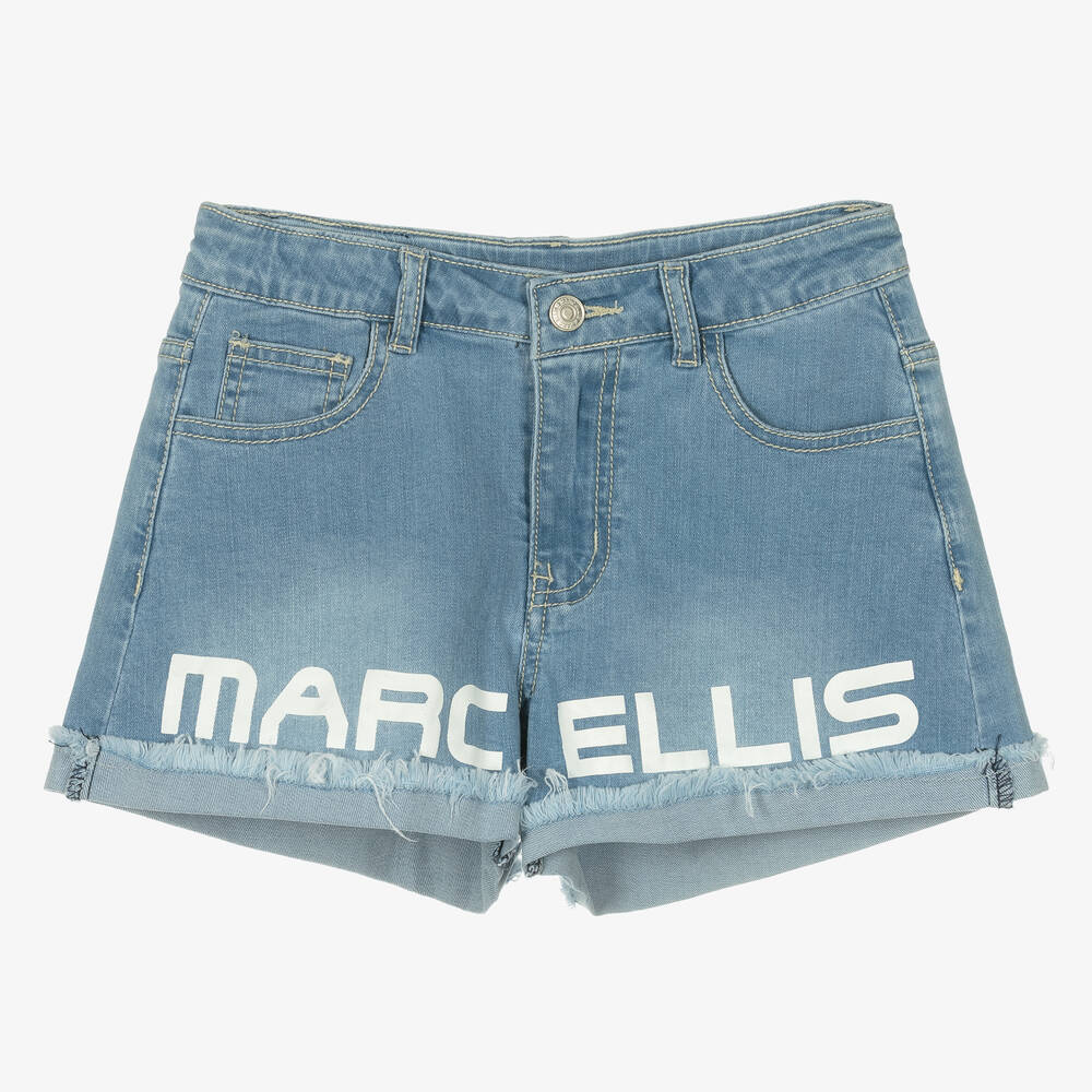 Marc Ellis - Girls Light Blue Denim Logo Shorts | Childrensalon