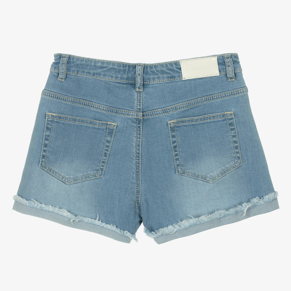 Marc Ellis-شورت قطن دنيم لون أزرق فاتح للبنات | Childrensalon Outlet
