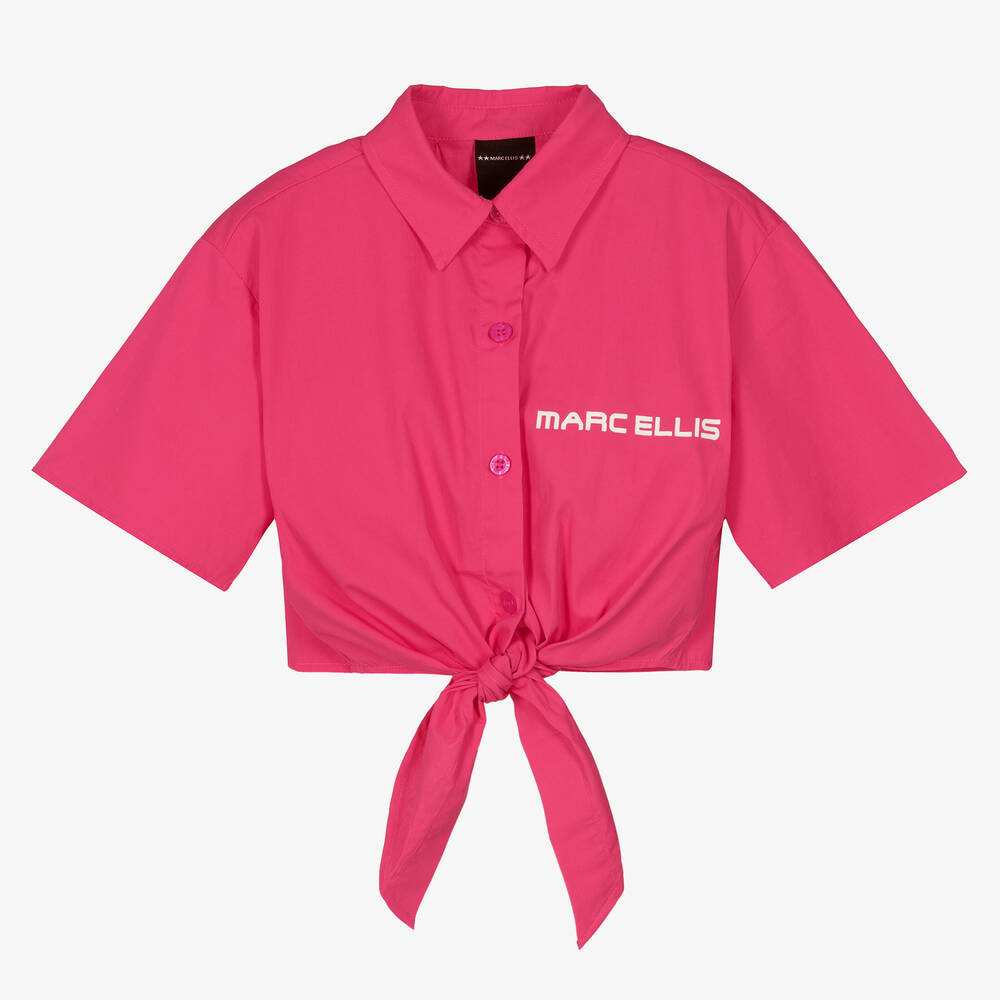 Marc Ellis - Girls Pink Cotton Knot-Front Shirt | Childrensalon