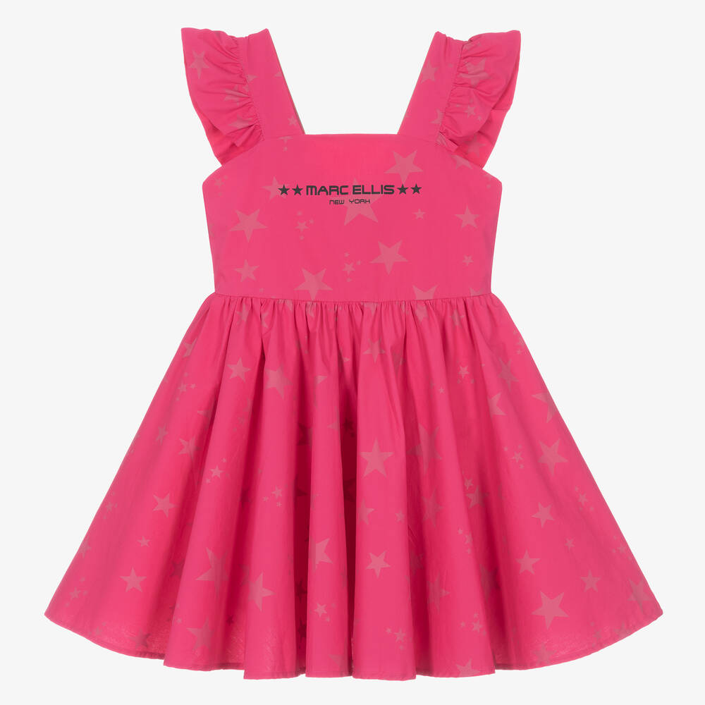 Marc Ellis - Girls Pink Star Print Logo Dress | Childrensalon