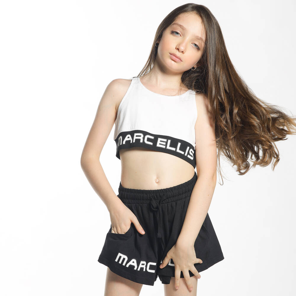Marc Ellis-طقم شورت قطن لون أبيض وأسود للبنات | Childrensalon Outlet
