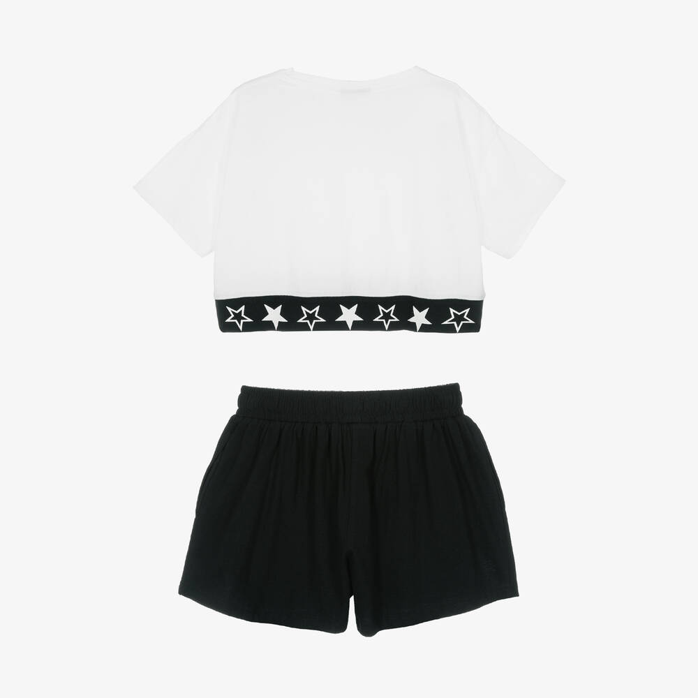 Marc Ellis-Белый топ и черные шорты со звездами | Childrensalon Outlet