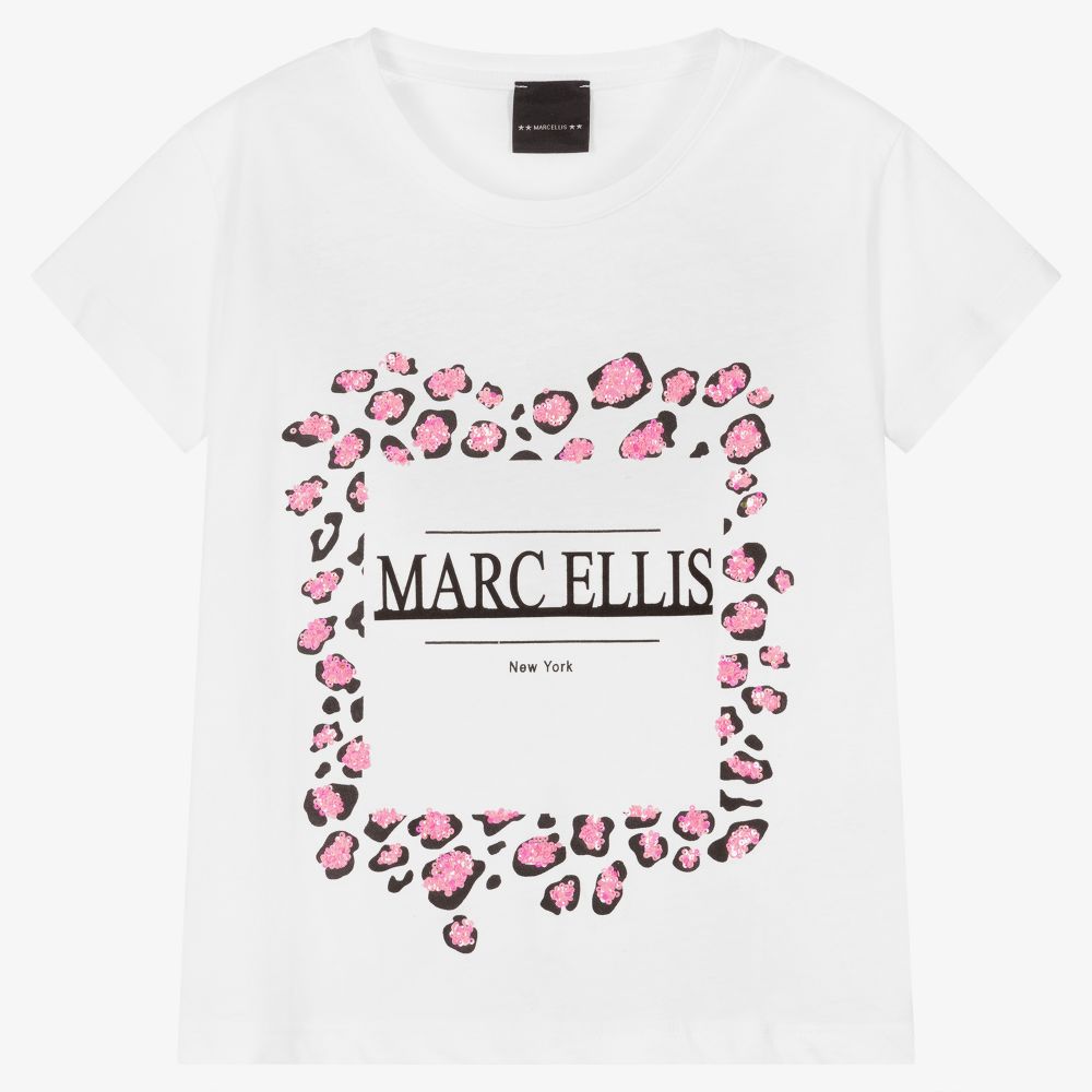 Marc Ellis - Girls White Cotton T-Shirt | Childrensalon