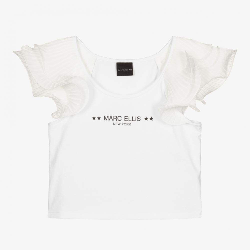 Marc Ellis - Girls White Cotton T-Shirt | Childrensalon