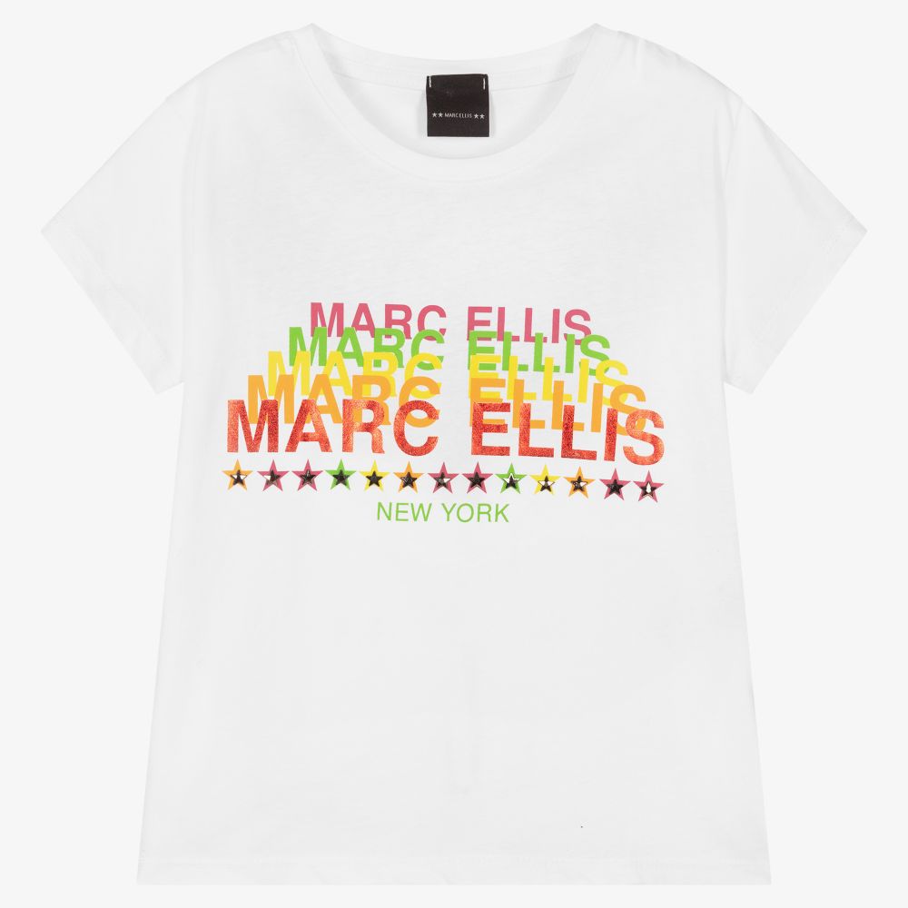 Marc Ellis - Girls White Cotton T-shirt | Childrensalon