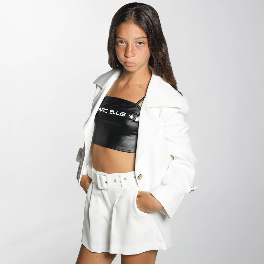 مارك إليس-شورت بحزام كريب لون أبيض للبنات | Childrensalon Outlet
