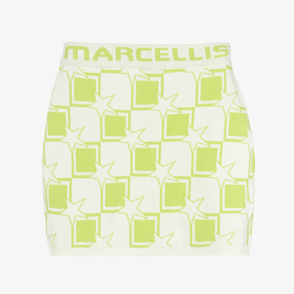 Marc Ellis-Girls White & Green Knitted Check Skirt | Childrensalon Outlet