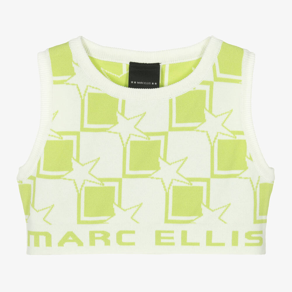 Marc Ellis - Haut court blanc et vert en maille | Childrensalon