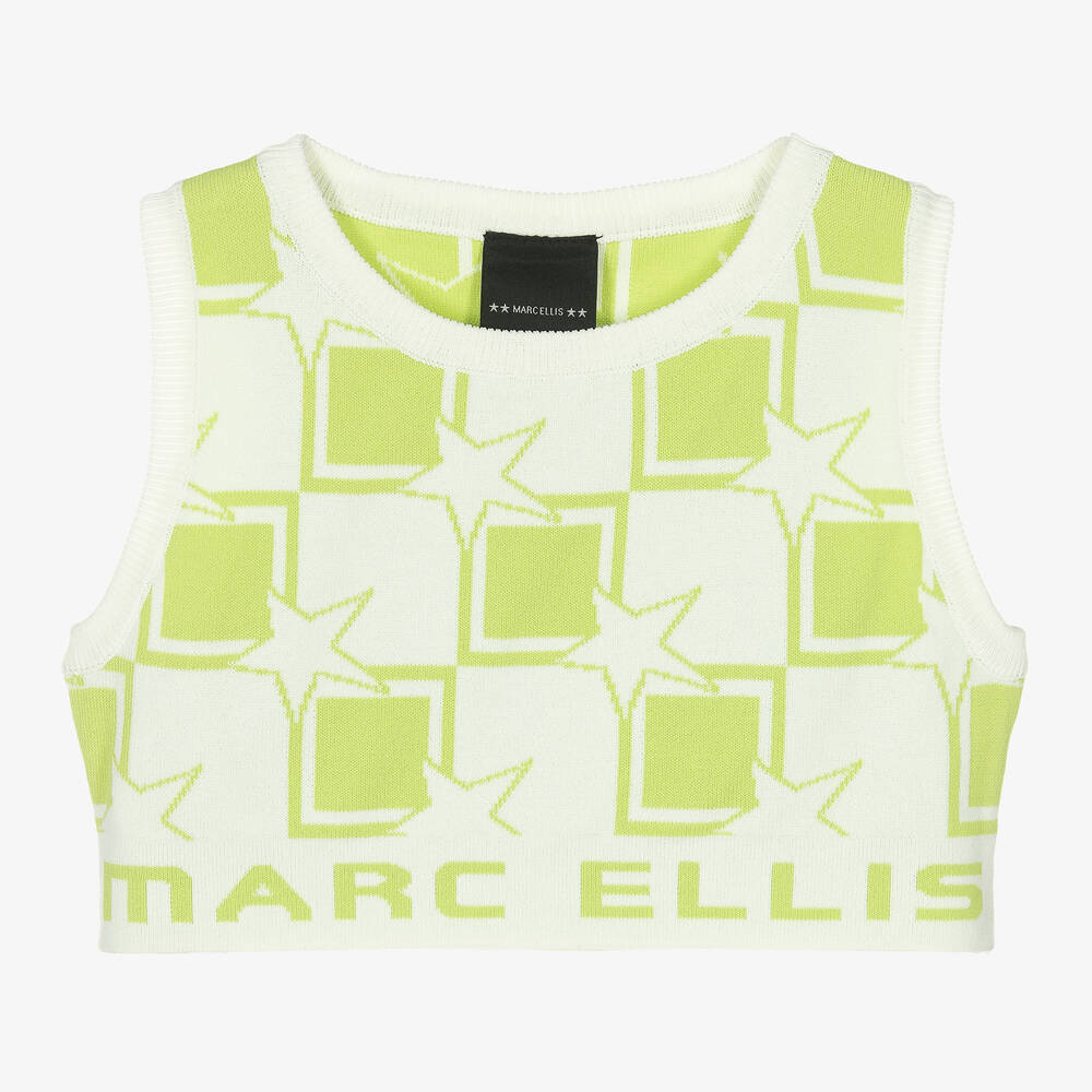 Marc Ellis - Kurzes Stricktop in Weiß und Grün | Childrensalon