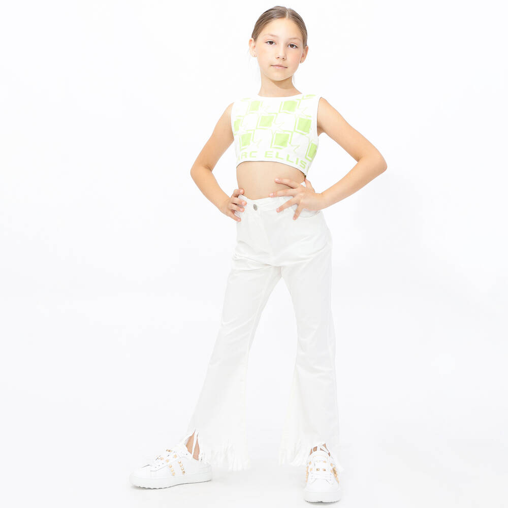 Marc Ellis-Бело-зеленый трикотажный кроп-топ | Childrensalon Outlet