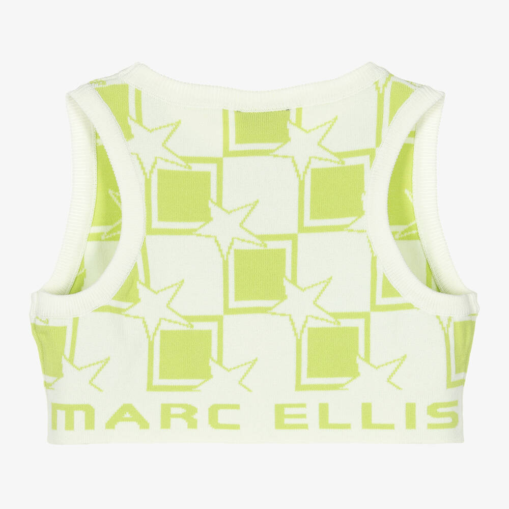 Marc Ellis-Бело-зеленый трикотажный кроп-топ | Childrensalon Outlet
