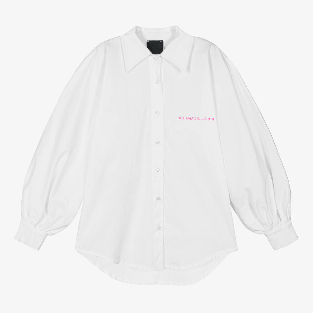 Marc Ellis - قميص أوفر سايز قطن بوبلين لون أبيض للبنات  | Childrensalon