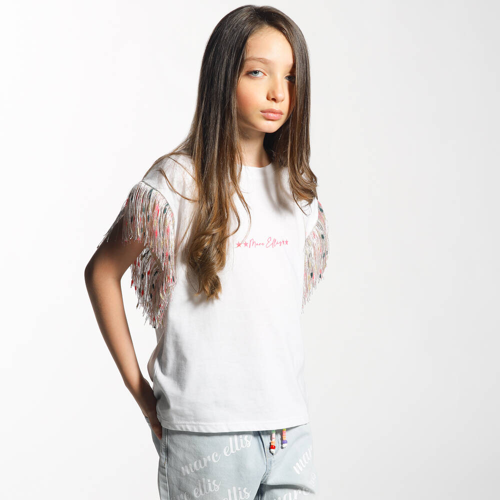مارك إليس-تيشيرت قطن لون أبيض للبنات | Childrensalon Outlet