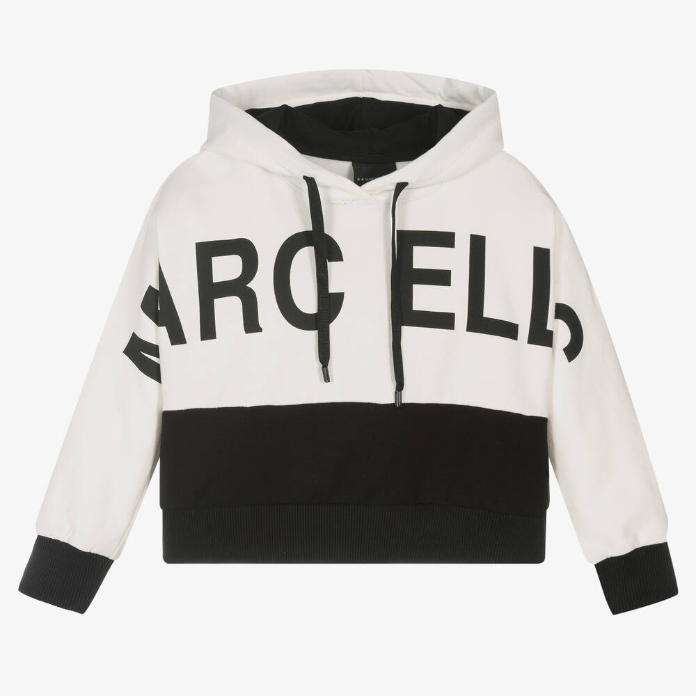 Marc Ellis - Ivory & Black Cotton Logo Hoodie | Childrensalon