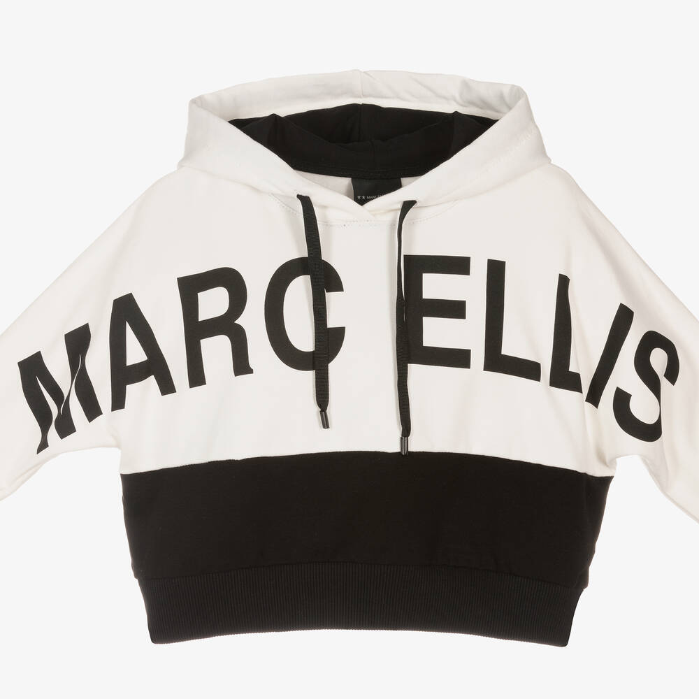 Marc Ellis-Ivory & Black Cotton Logo Hoodie | Childrensalon Outlet