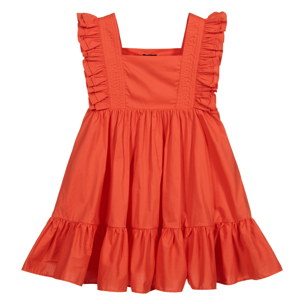 Marc Ellis - Оранжевое хлопковое платье с воланами | Childrensalon