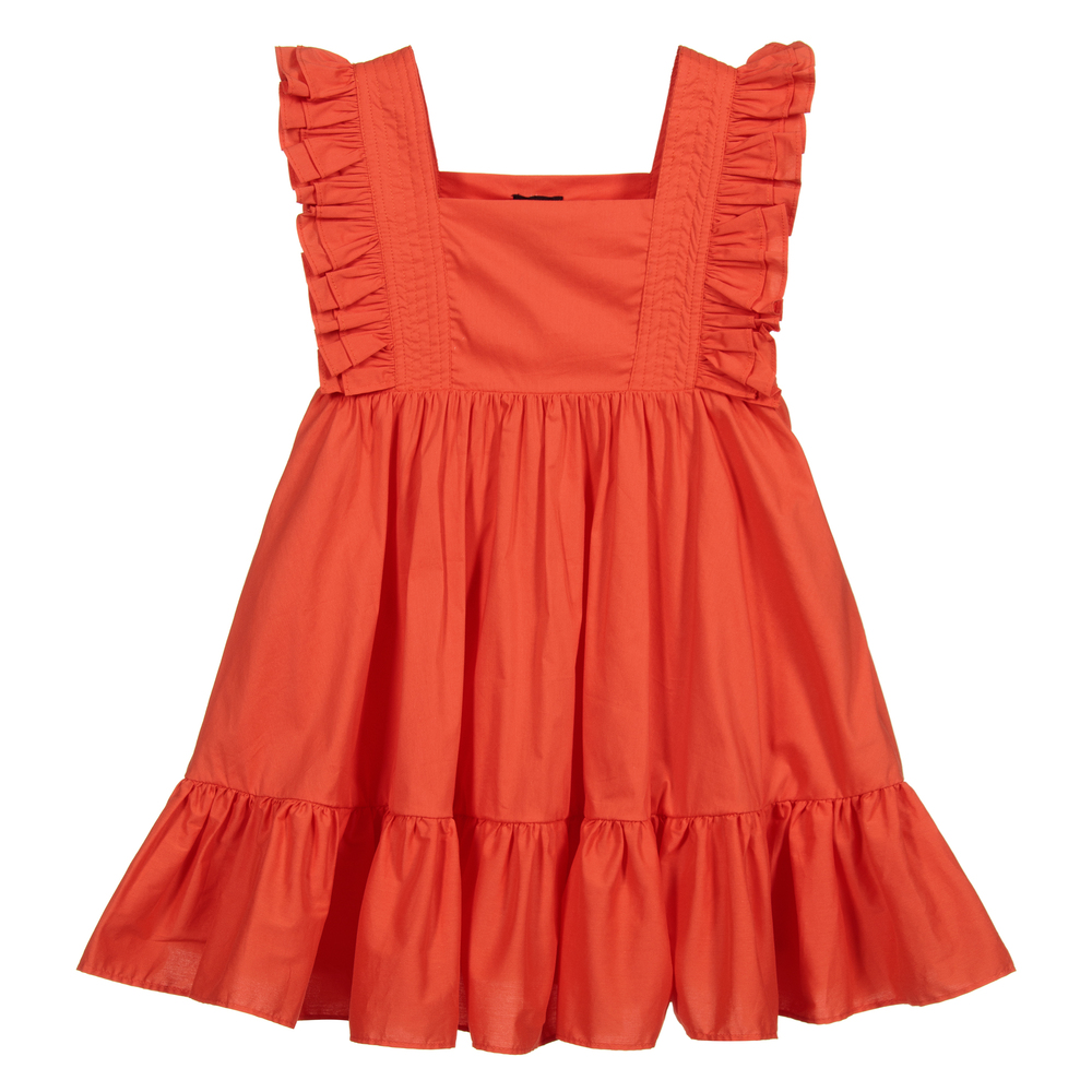 Marc Ellis - Oranges Baumwoll-Rüschenkleid | Childrensalon