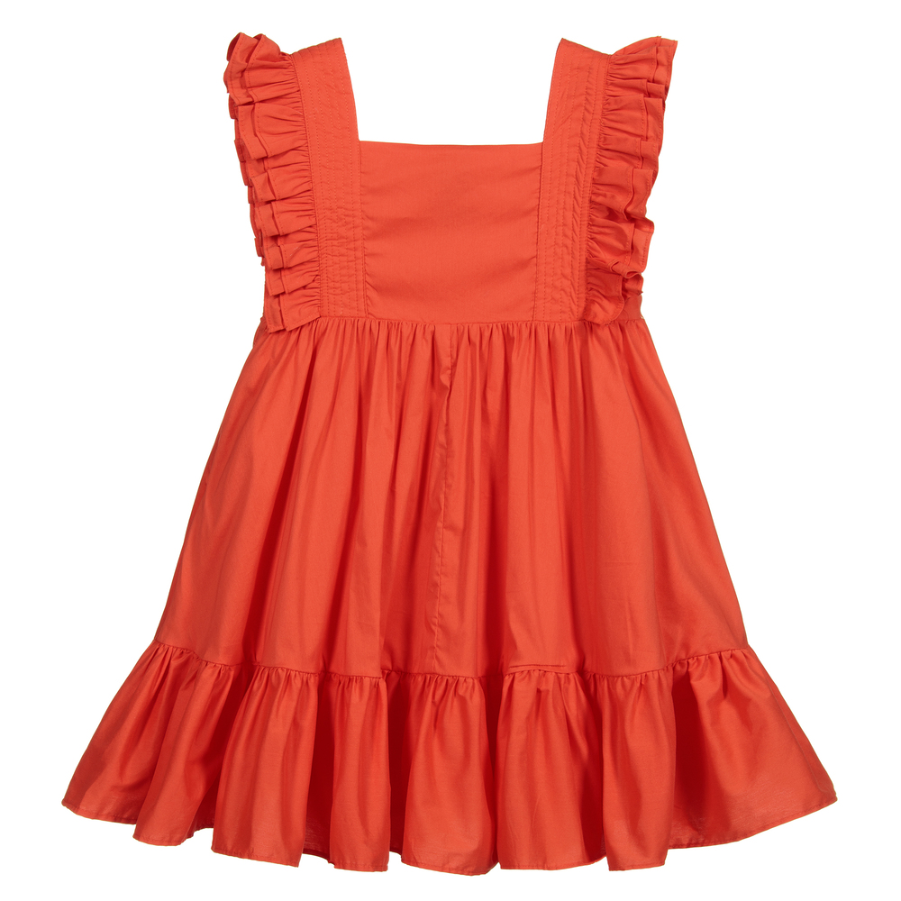 مارك إليس-فستان قطن بوبلين لون برتقالي | Childrensalon Outlet
