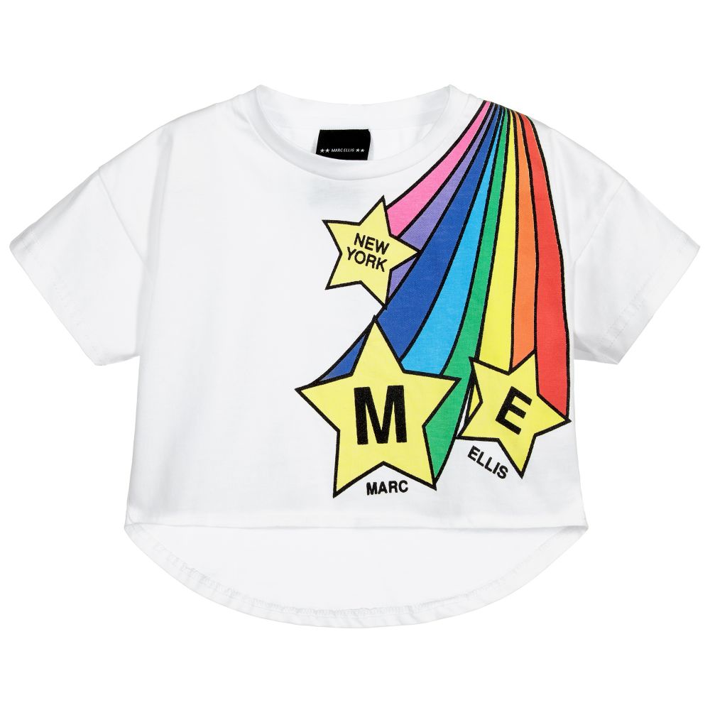 Marc Ellis - Weißes T-Shirt mit Regenbogen-Print | Childrensalon