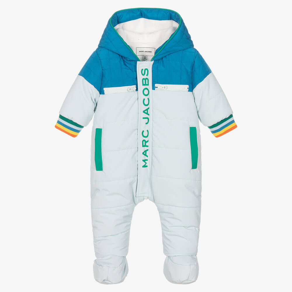 MARC JACOBS - Blauer, gefütterter Schneeanzug mit Logo für männliche Babys | Childrensalon