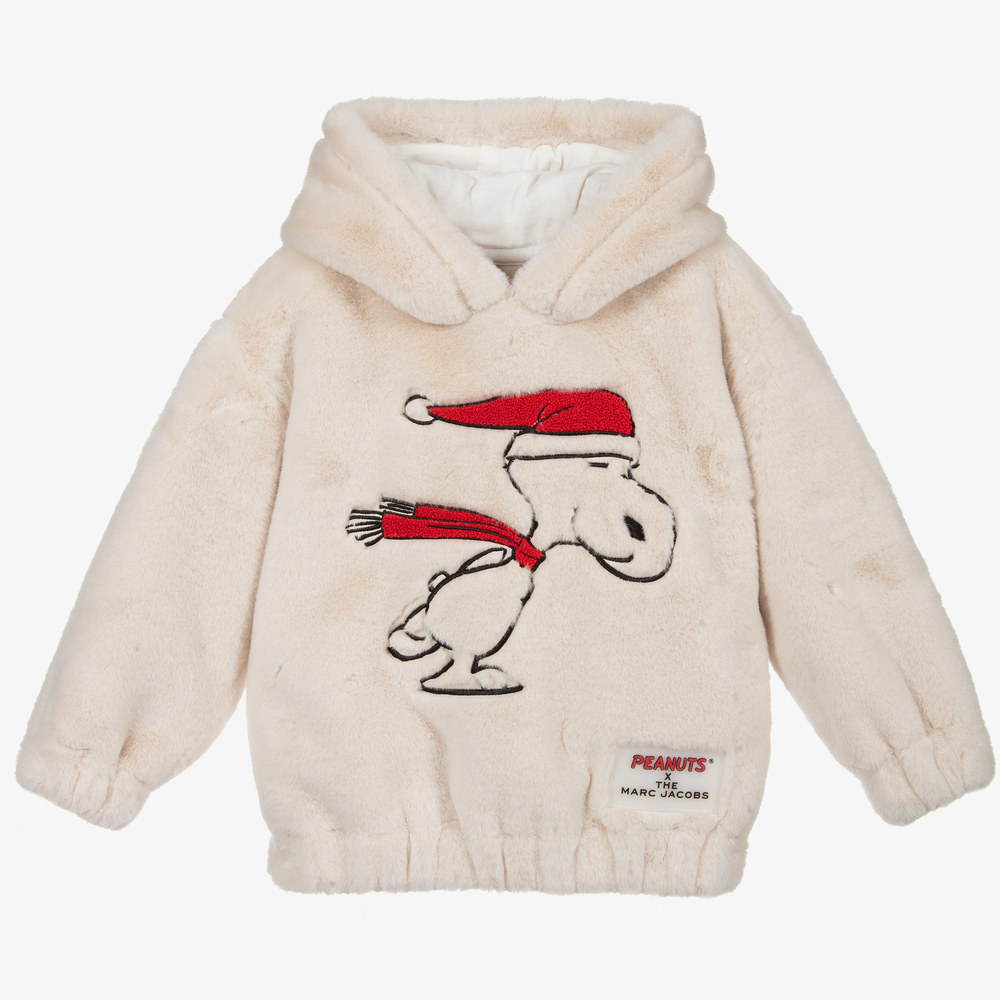 MARC JACOBS - Beige Faux Fur Snoopy Hoodie | Childrensalon