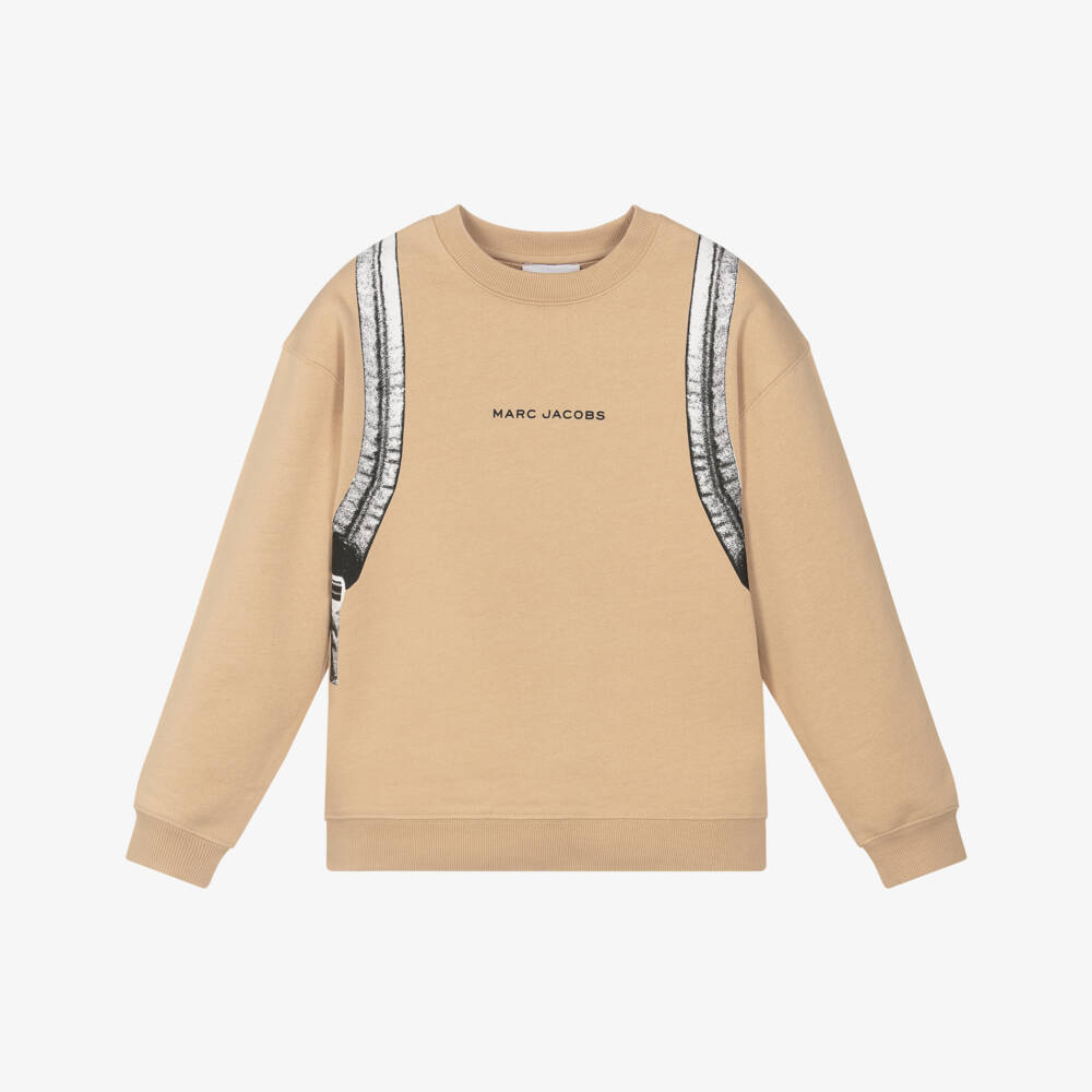 MARC JACOBS-Beige Printed Backpack Sweatshirt | Childrensalon Outlet