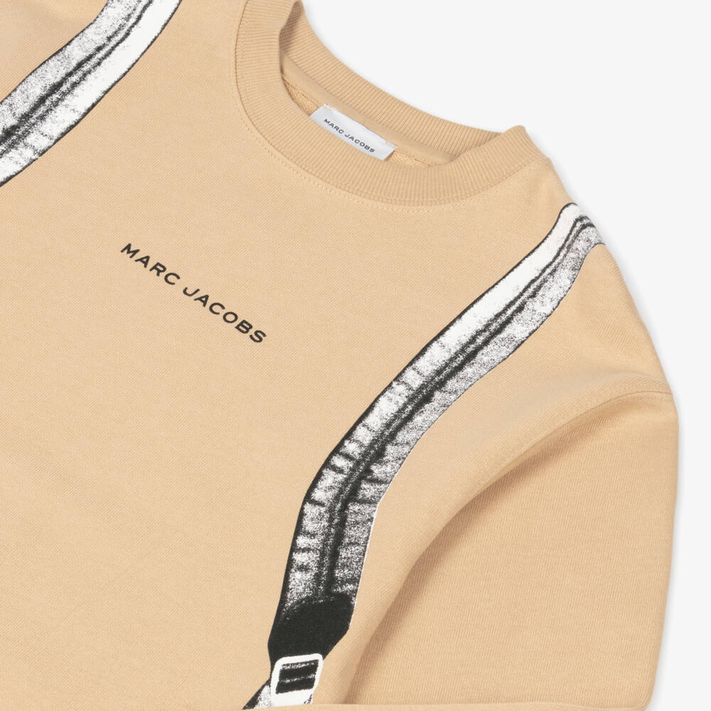 MARC JACOBS-Beige Printed Backpack Sweatshirt | Childrensalon Outlet