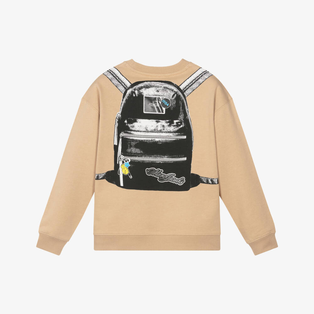 MARC JACOBS-Beige Printed Backpack Sweatshirt | Childrensalon Outlet
