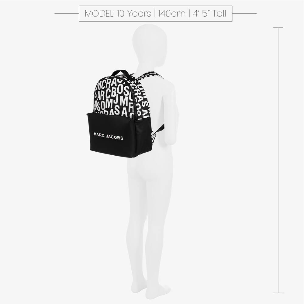 MARC JACOBS Black White Canvas Backpack 38cm