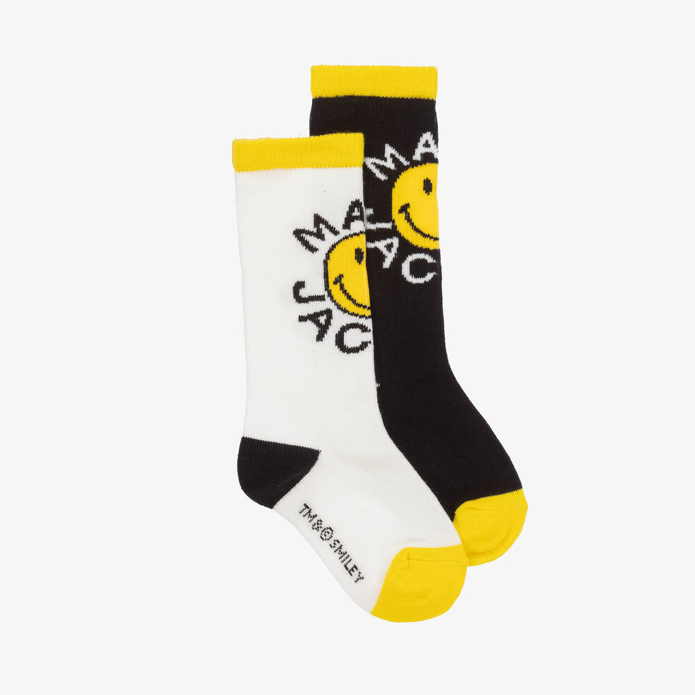MARC JACOBS-Black & Yellow Cotton Smiley Socks | Childrensalon Outlet