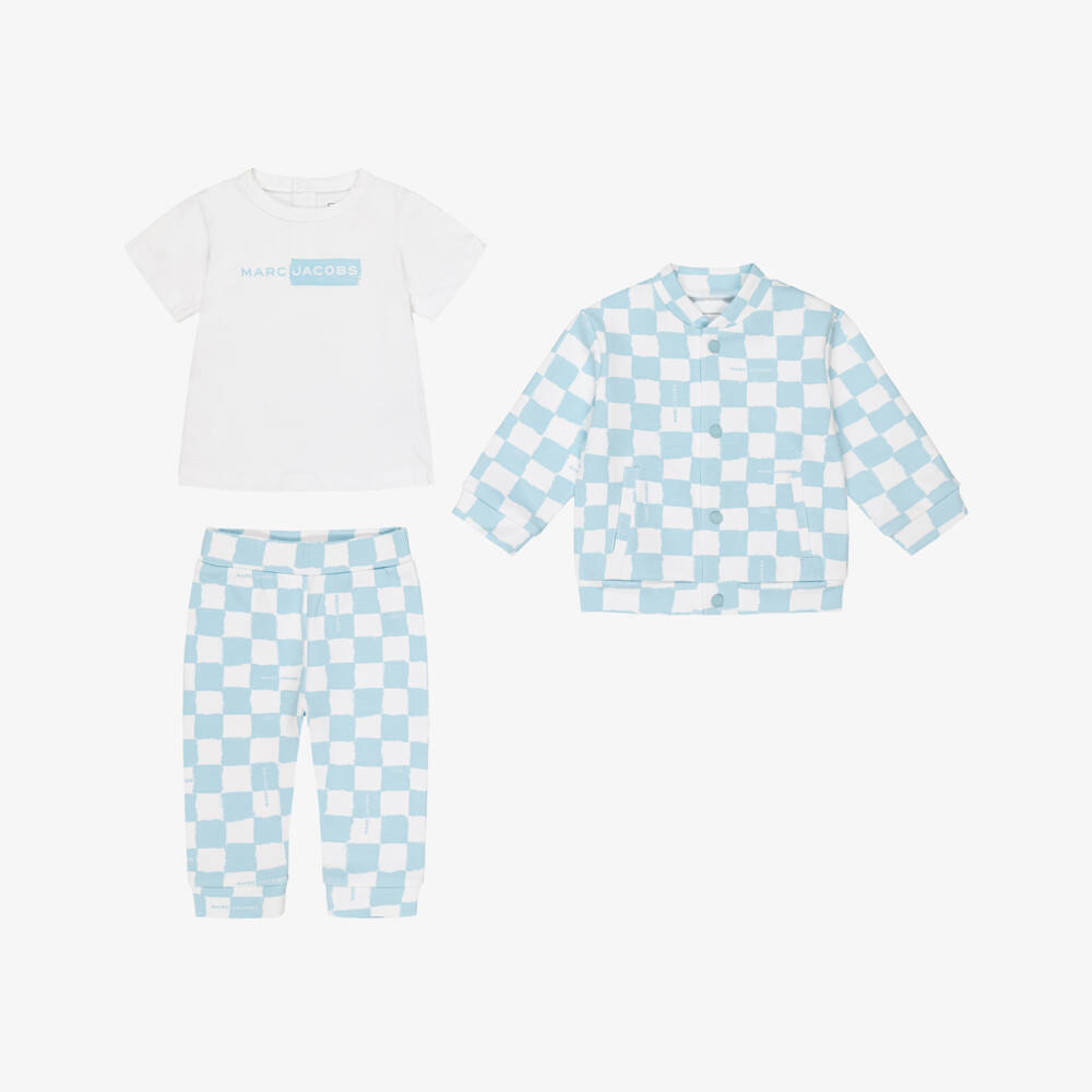 MARC JACOBS-Blue Check Print Tracksuit Set | Childrensalon Outlet