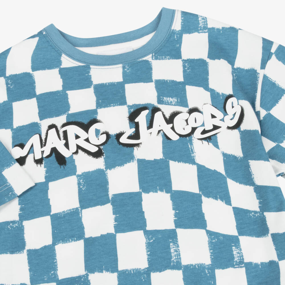 MARC JACOBS-Blue Checkerboard Ss Tshirt | Childrensalon Outlet