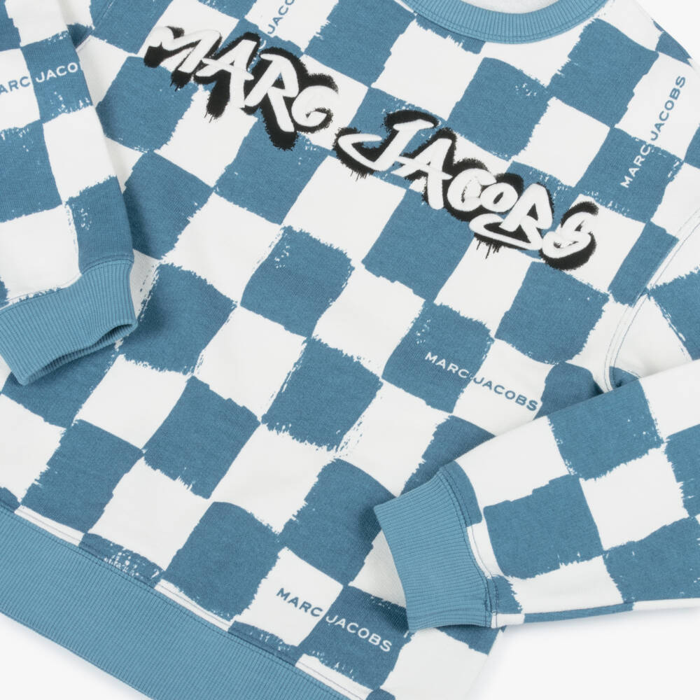 MARC JACOBS-Blue Checkerboard Sweatshirt | Childrensalon Outlet