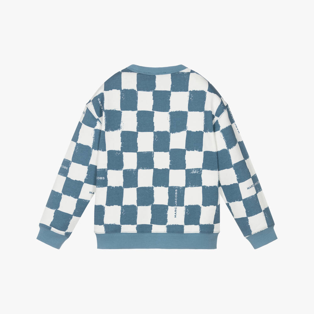 MARC JACOBS-Blue Checkerboard Sweatshirt | Childrensalon Outlet
