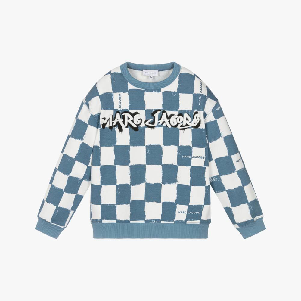 MARC JACOBS-Blue Checkerboard Sweatshirt | Childrensalon Outlet