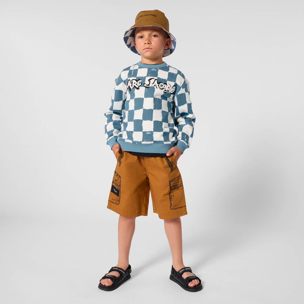 MARC JACOBS-Blue Checkerboard Sweatshirt | Childrensalon Outlet
