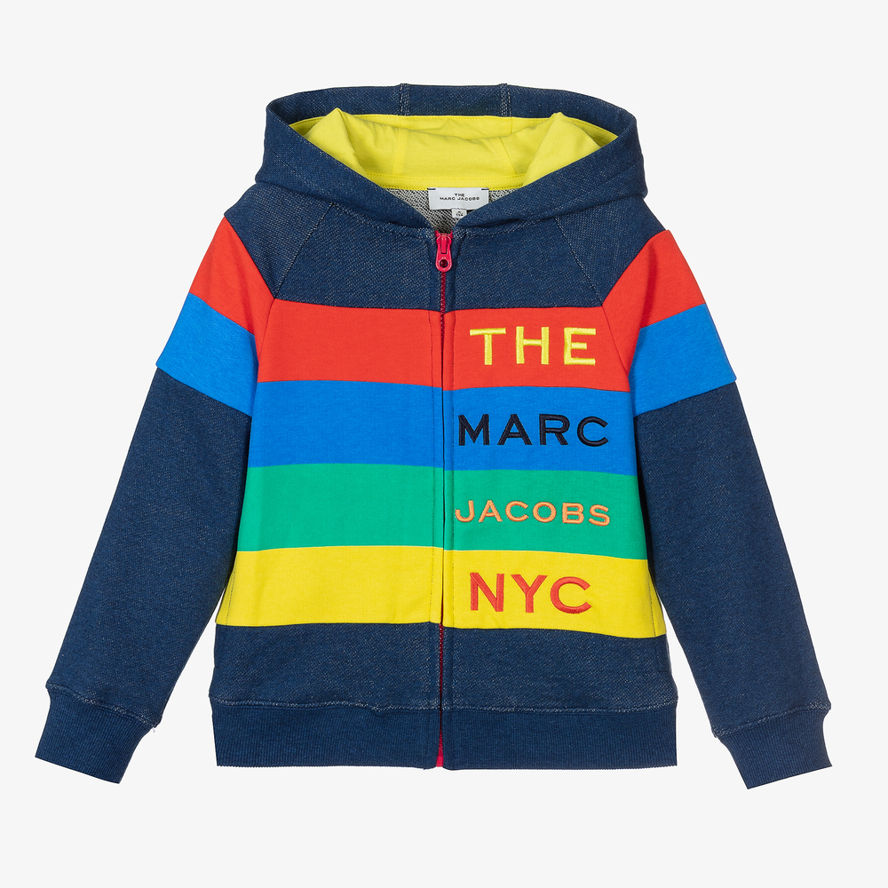 MARC JACOBS-Blue Cotton Zip-Up Hooded Top | Childrensalon Outlet