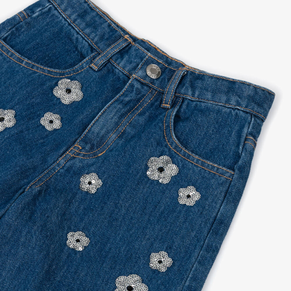 MARC JACOBS-Шорты с вышивкой ромашек синие | Childrensalon Outlet