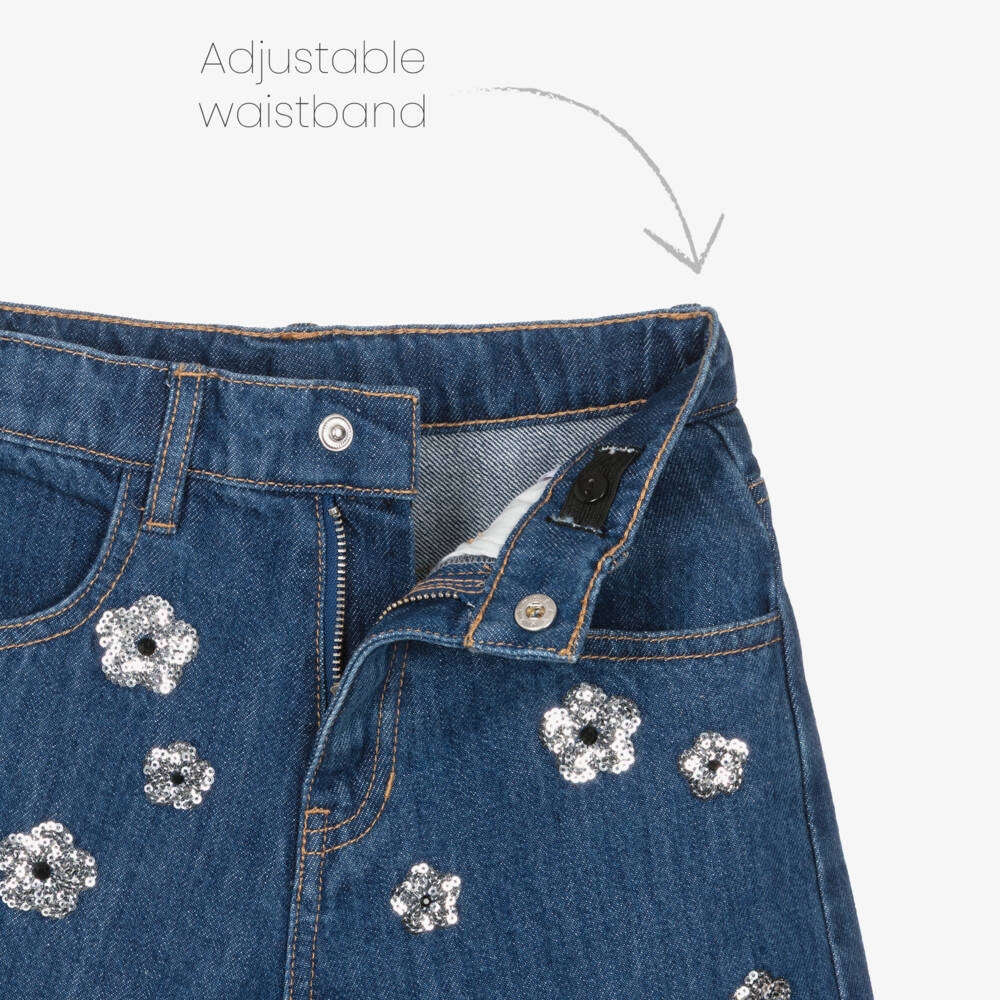 MARC JACOBS-Шорты с вышивкой ромашек синие | Childrensalon Outlet