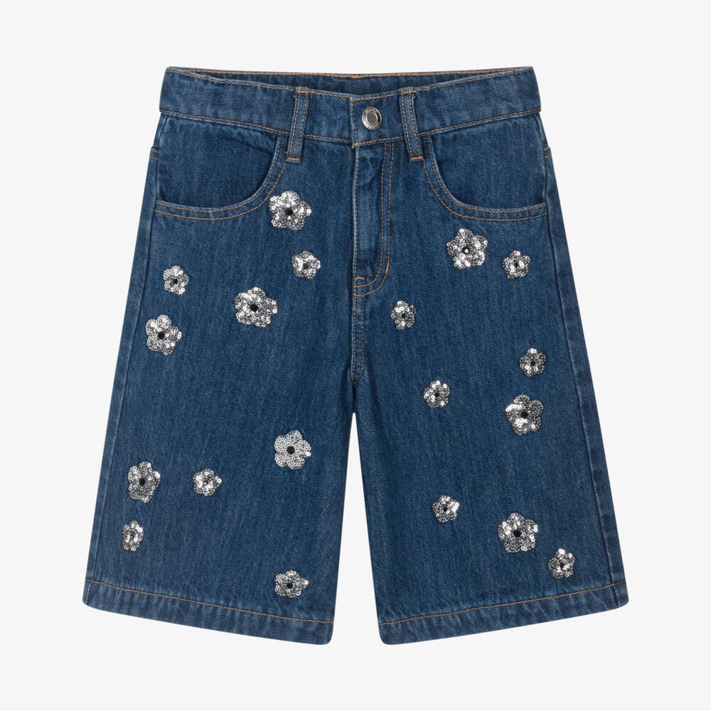MARC JACOBS-Шорты с вышивкой ромашек синие | Childrensalon Outlet