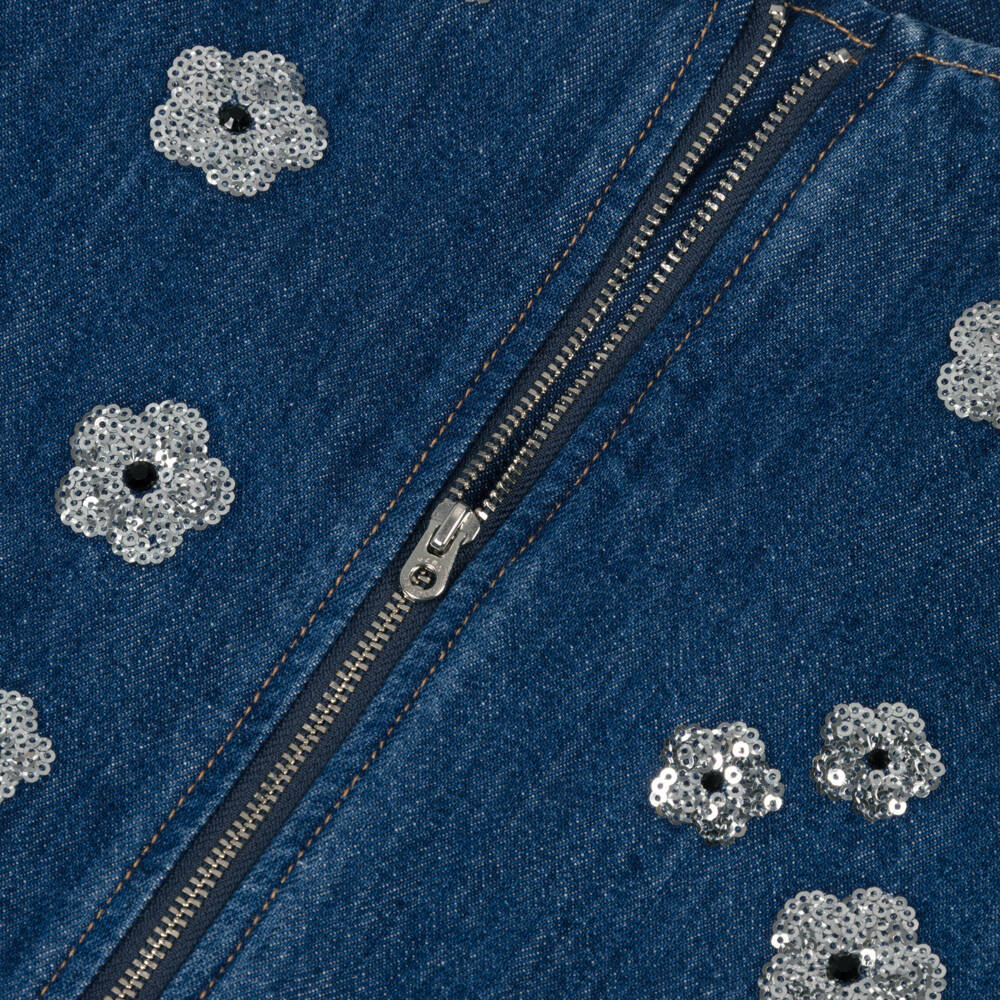 MARC JACOBS-Blue Denim Daisy Embroidered Dress | Childrensalon Outlet