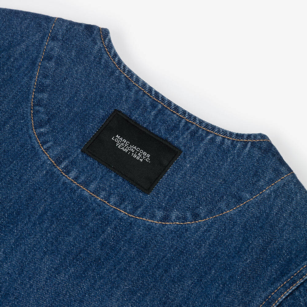 MARC JACOBS-Blue Denim Daisy Embroidered Dress | Childrensalon Outlet