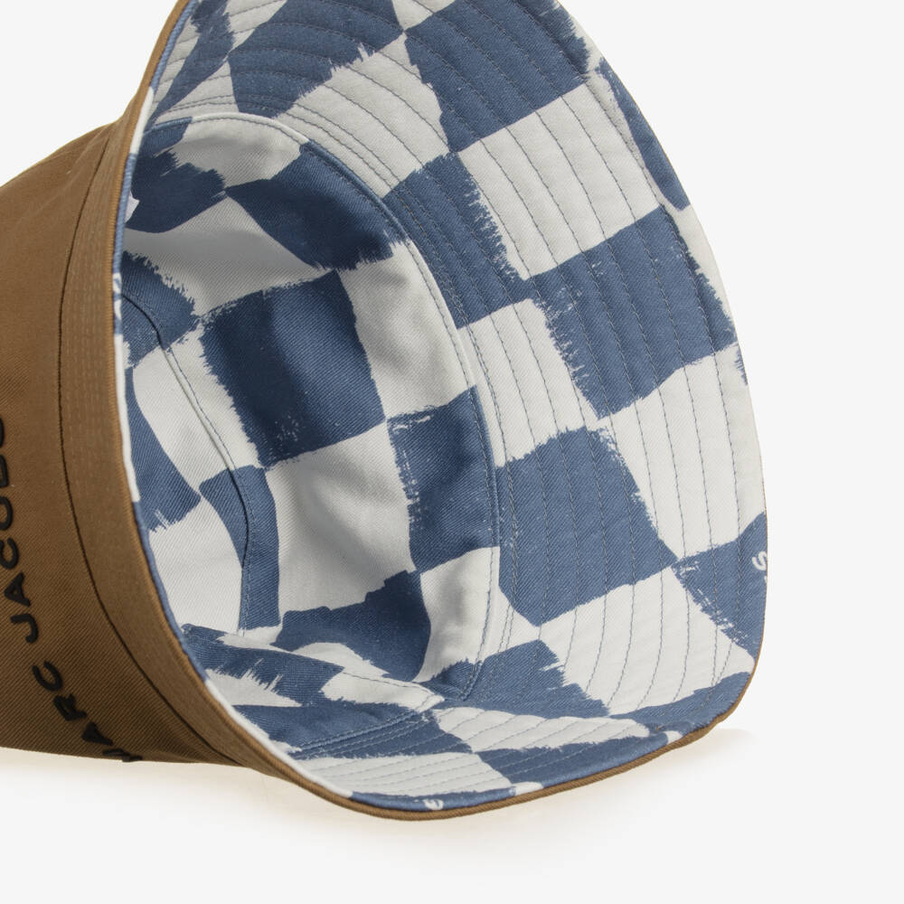 MARC JACOBS-Blue & Ivory Checkerboard Bucket Hat | Childrensalon Outlet