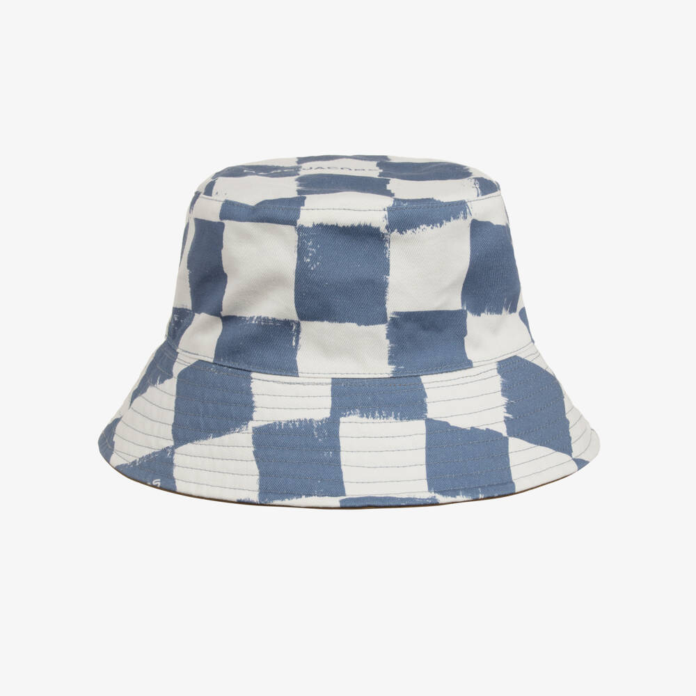 MARC JACOBS-Blue & Ivory Checkerboard Bucket Hat | Childrensalon Outlet