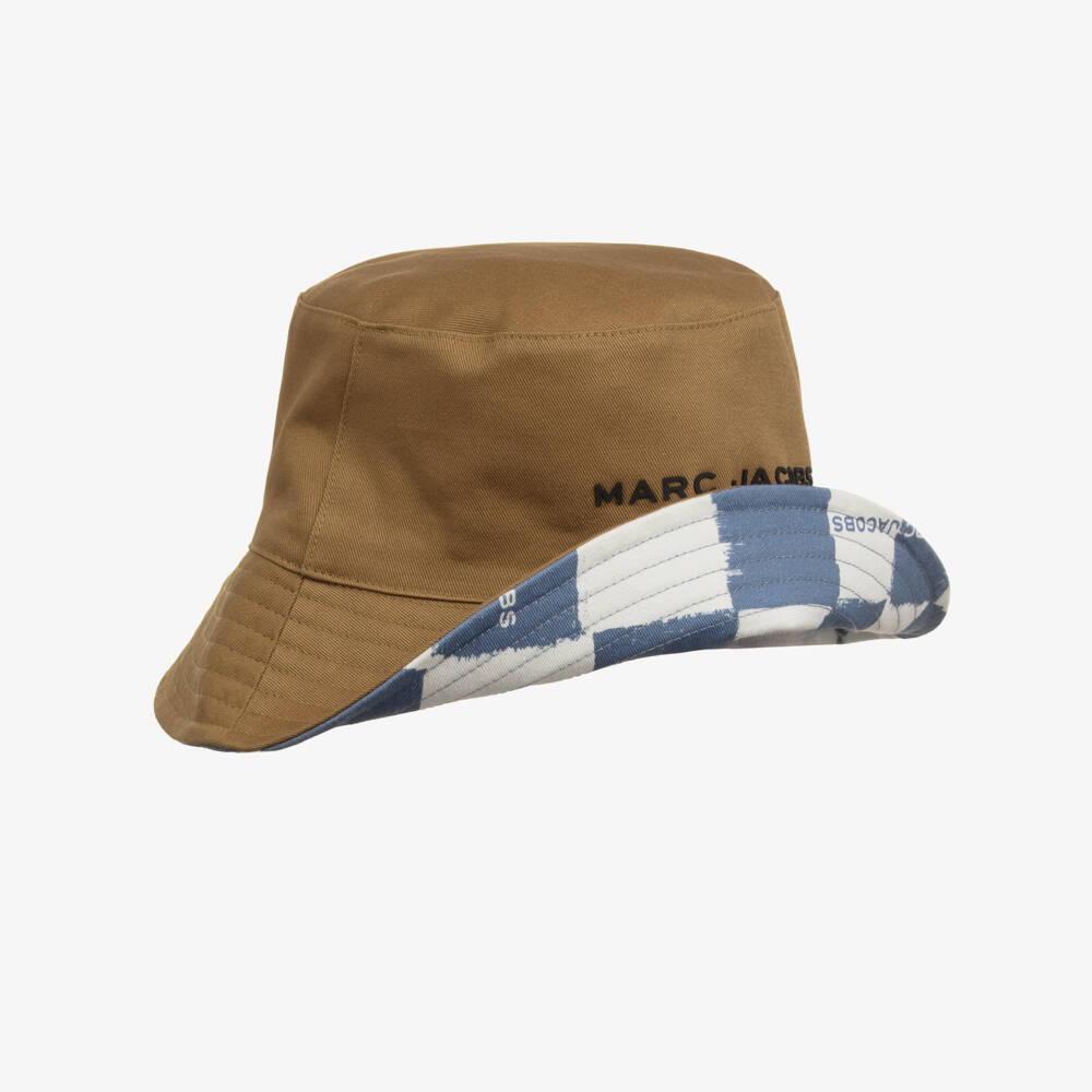 MARC JACOBS-Blue & Ivory Checkerboard Bucket Hat | Childrensalon Outlet