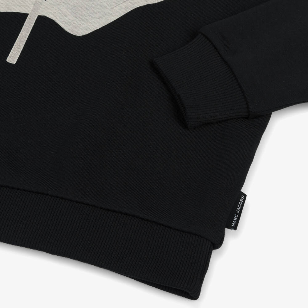 MARC JACOBS-توب هودي بطبعة حقيبة حزام بايكر قطن لون أسود | Childrensalon Outlet