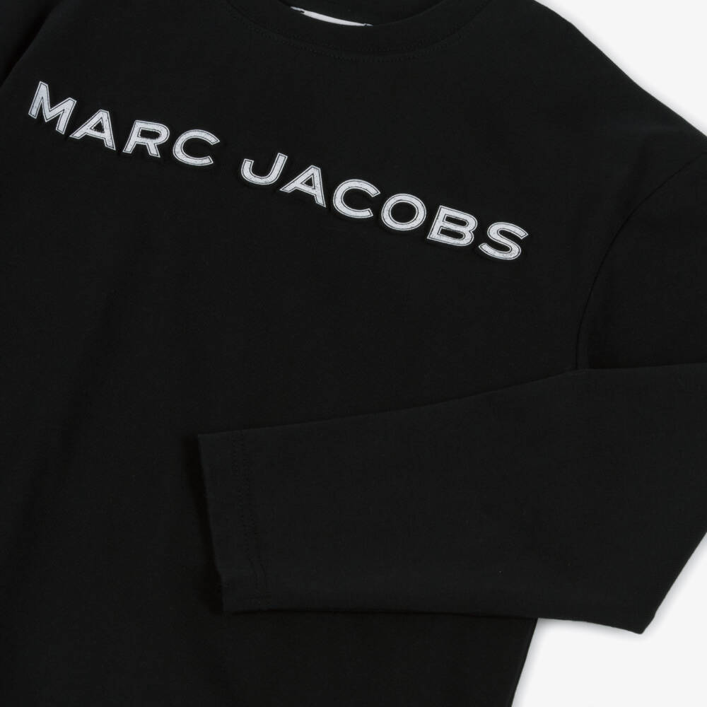 MARC JACOBS-تيشيرت قطن أسود بشعار للأولاد | Childrensalon Outlet